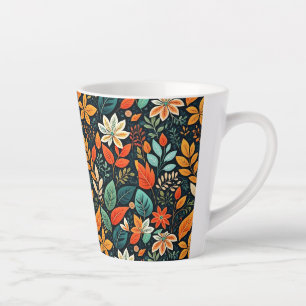 Floral Exotic Flowers Pattern Latte Mug