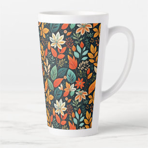 Floral Exotic Flowers Pattern Latte Mug