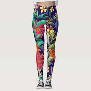 Floral Exotic Flowers Pattern Leggings