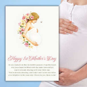 Floral Expecting Mum Happy 1st Mother’s Day Holiday Card