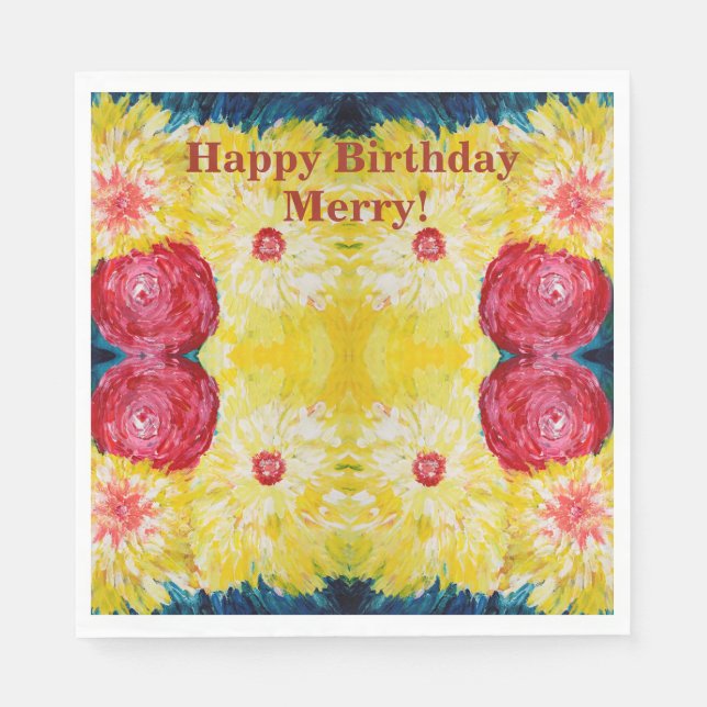 Floral Explosion Abstrcat Painting Napkin (Front)