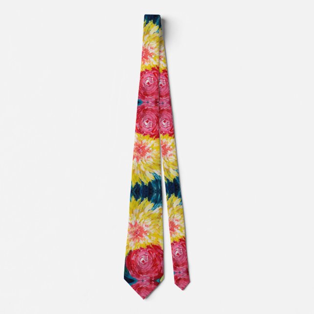 Floral Explosion Abstrcat Painting Tie (Front)