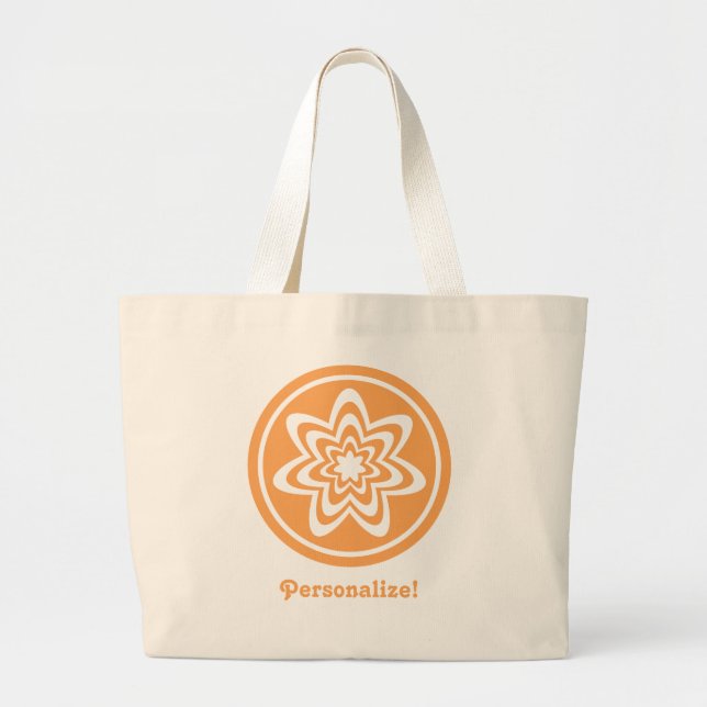 Floral Explosion Bag, Orange Large Tote Bag (Front)