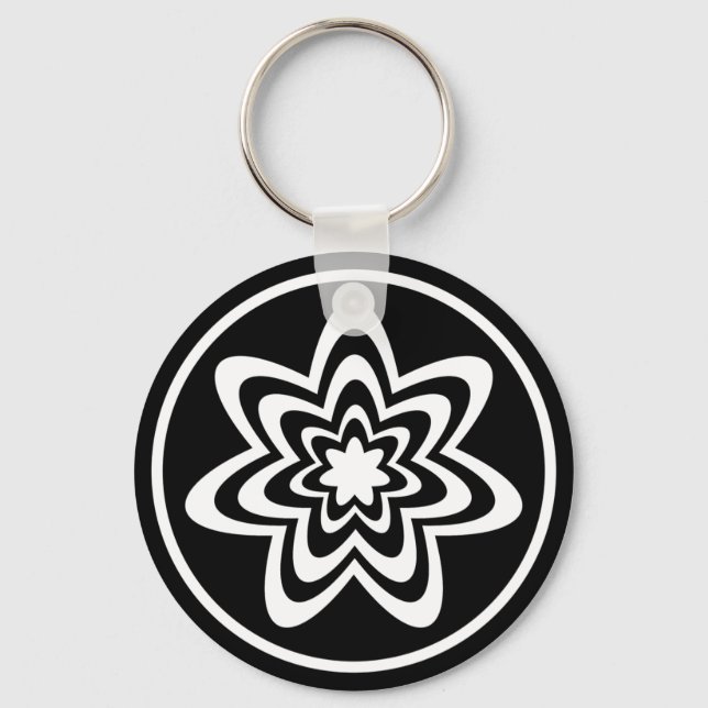 Floral Explosion Keychain, Black Key Ring (Front)