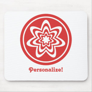 Floral Explosion Mousepad, Bright Red Mouse Mat