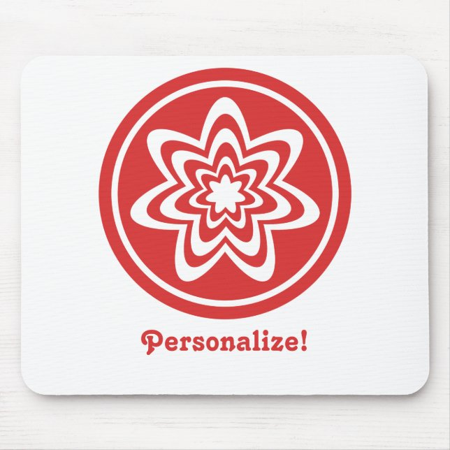 Floral Explosion Mousepad, Bright Red Mouse Mat (Front)