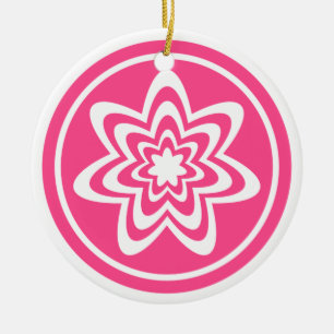 Floral Explosion Ornament, Pink Ceramic Tree Decoration