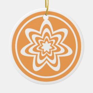 Floral Explosion Ornament, Tangerine Ceramic Tree Decoration