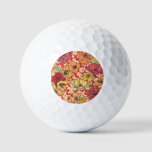 Floral Explosion: Seamless Vintage Trend. Golf Balls