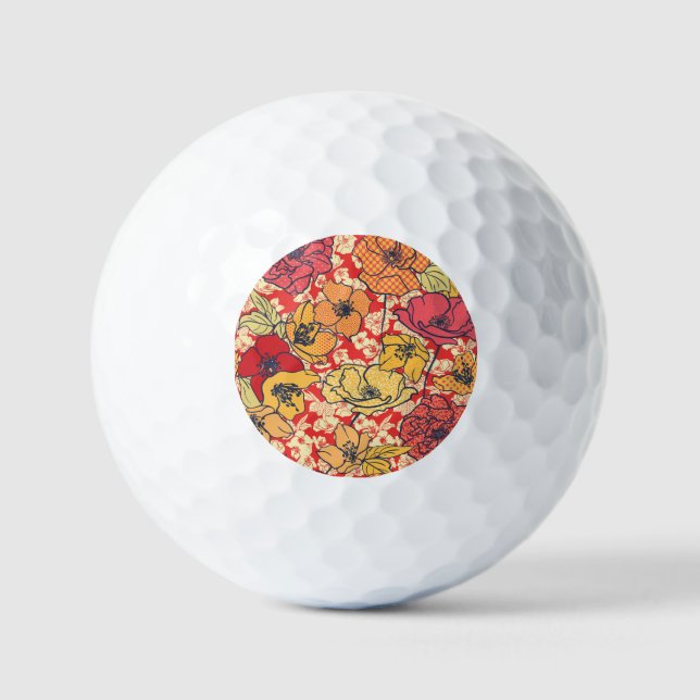 Floral Explosion: Seamless Vintage Trend. Golf Balls (Front)