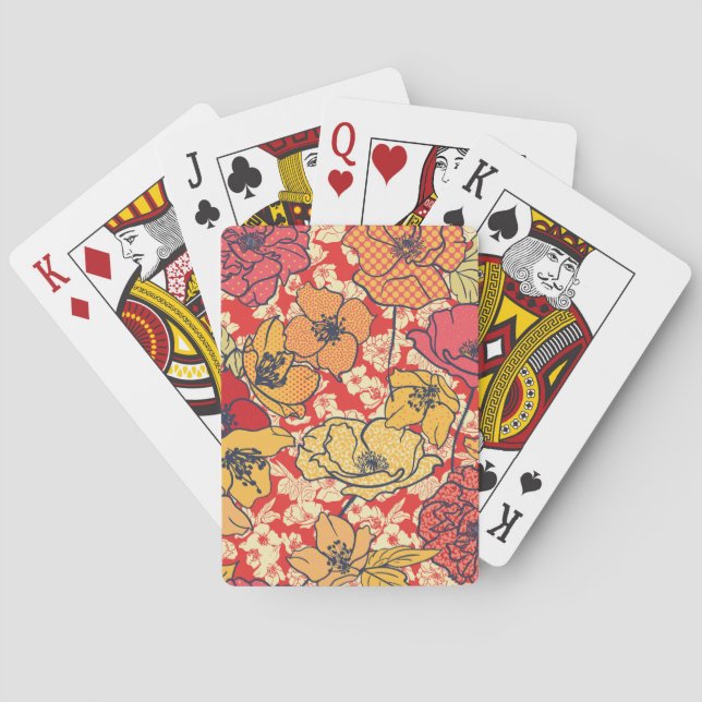 Floral Explosion: Seamless Vintage Trend. Playing Cards (Back)