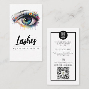 floral eye Lashes Eyelash Extensions makeup Business Card