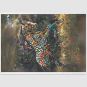 Floral Fable Horse Digital Art Decoupage  Tissue Paper