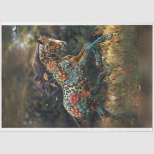 Floral Fable Horse Digital Art Decoupage Tissue Paper