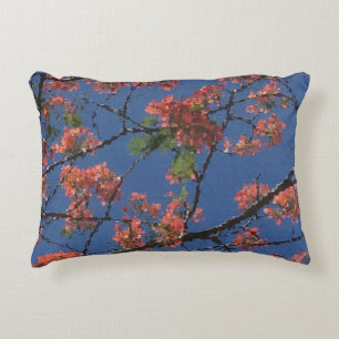 Floral Fabric, Blue Decorative Cushion