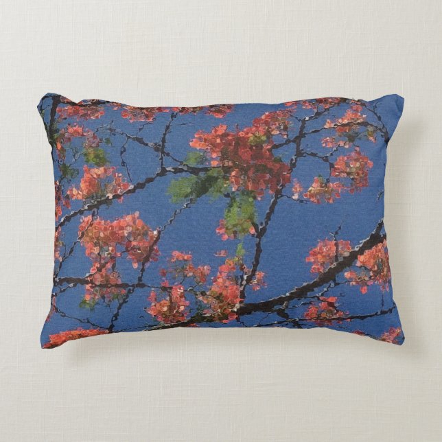 Floral Fabric, Blue Decorative Cushion (Front)