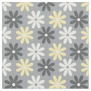 Floral Fabric Group Yellow and Gray Pattern