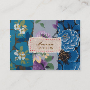Floral Fabric Patchwork (Blue) Personalised Business Card