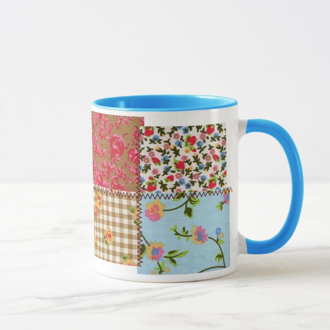 Floral Fabric Patchwork Pattern Mug (Right)