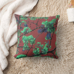 Floral Fabric, Red Cushion
