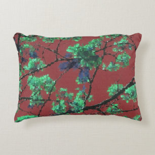 Floral Fabric, Red Decorative Cushion