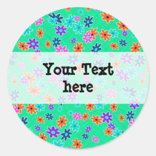 Floral Fabric Seamless Pattern colored Classic Round Sticker