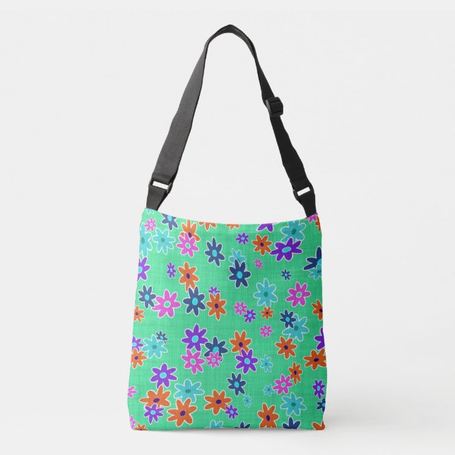 Floral Fabric Seamless Pattern coloured Crossbody Bag (Front)