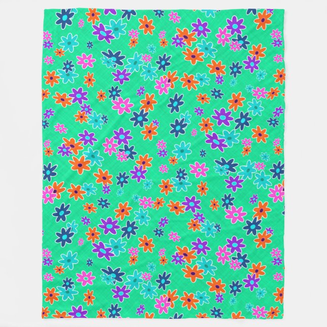 Floral Fabric Seamless Pattern coloured Fleece Blanket (Front)