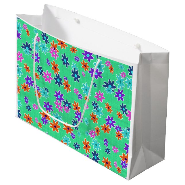 Floral Fabric Seamless Pattern coloured Large Gift Bag (Front Angled)