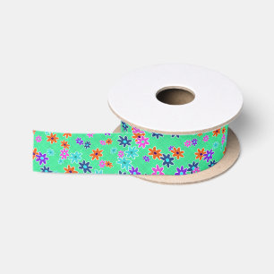 Floral Fabric Seamless Pattern coloured Satin Ribbon