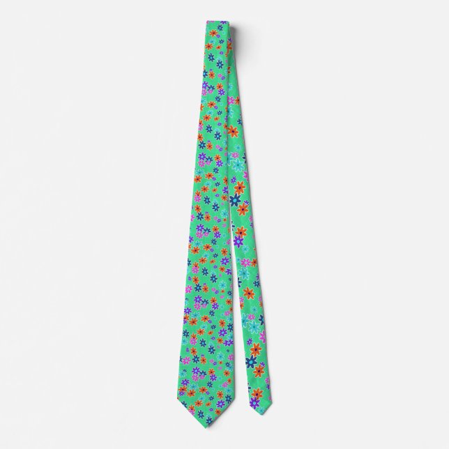 Floral Fabric Seamless Pattern coloured Tie (Front)