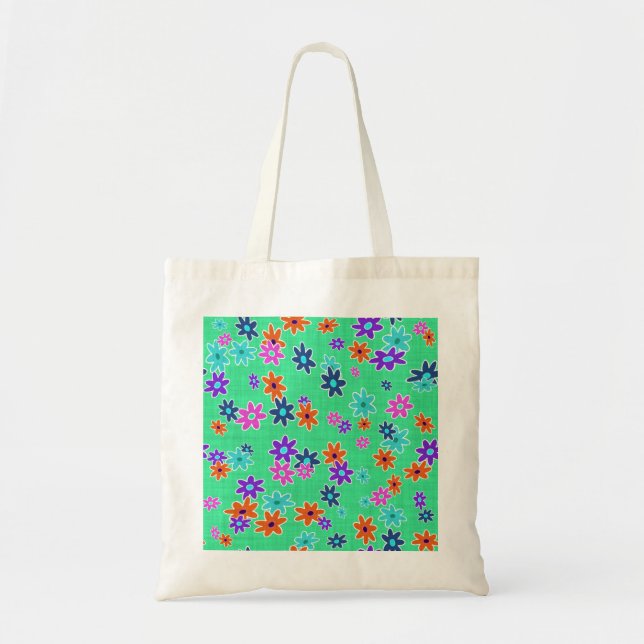 Floral Fabric Seamless Pattern coloured Tote Bag (Front)