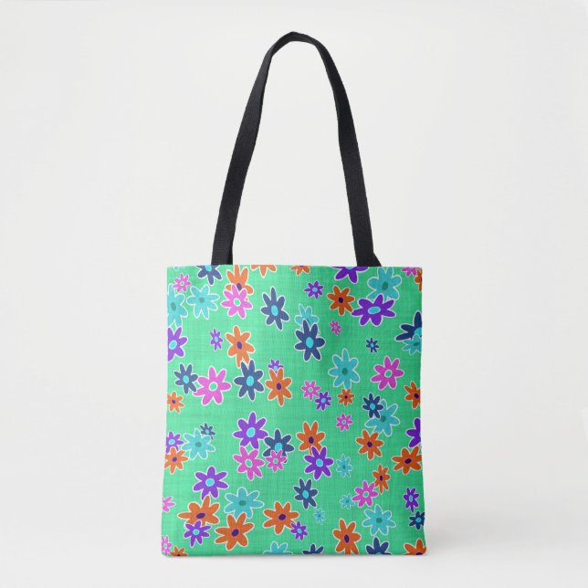 Floral Fabric Seamless Pattern coloured Tote Bag (Front)