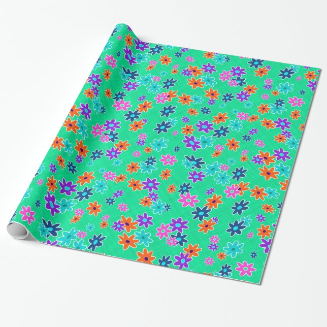 Floral Fabric Seamless Pattern coloured Wrapping Paper (Unrolled)