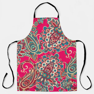 Floral fabric with paisley ornament seamless patte apron