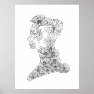 Floral Face Illustration Fashion & Beauty Poster