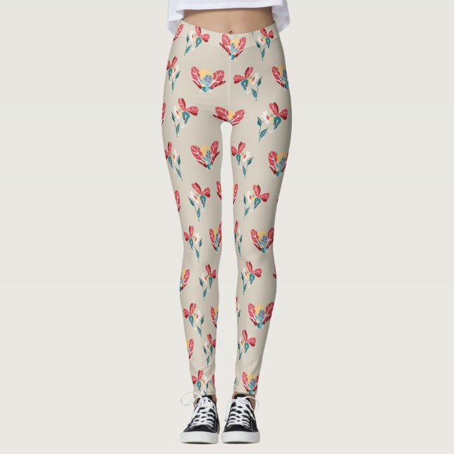 Floral Faeries Illustration Pattern Leggings (Front)