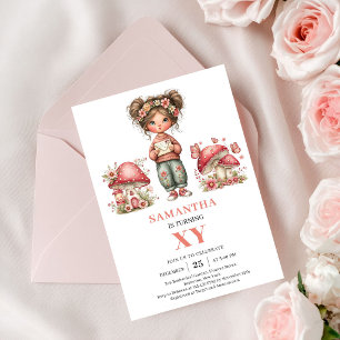 Floral Fairy 3rd Birthday Blush Pink Invite Card