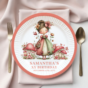 Floral Fairy 3rd Birthday Pastel Pink Party Paper  Plate