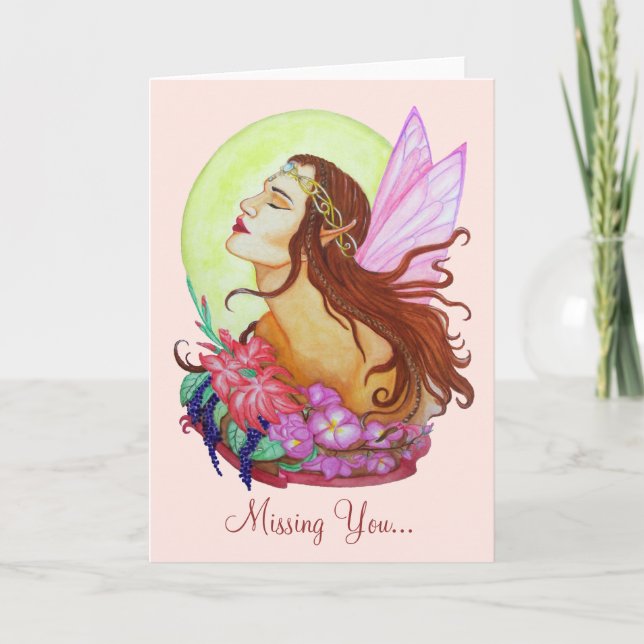 Floral Fairy Blank "Miss You" card (Front)