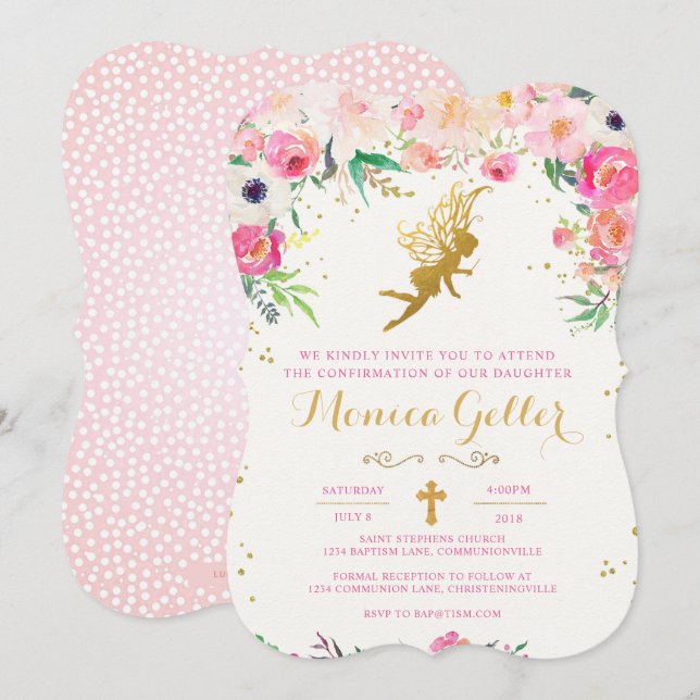 Floral Fairy Confirmation Invitation (Front/Back)