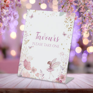 Floral Fairy First Birthday Party Favours Pedestal Sign