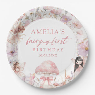 Floral Fairy First Birthday Party Paper Plates