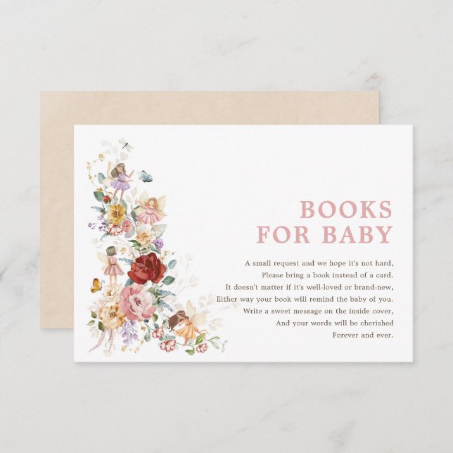 Floral Fairy Princess Garden Party Books for Baby Enclosure Card (Front/Back)