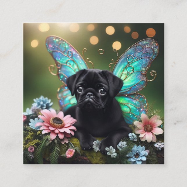 Floral Fairy Pug Enclosure Card (Front)
