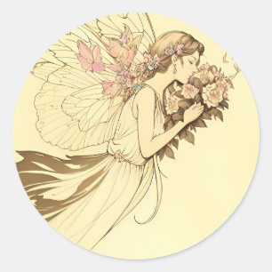 Floral Fairy soft vintage fae                      Classic Round Sticker
