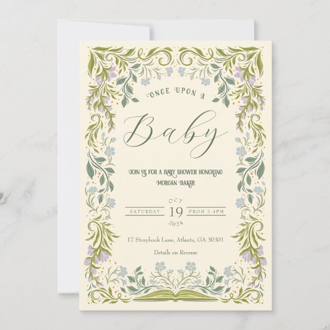 Floral Fairytale Book Baby Shower Invitation (Front)