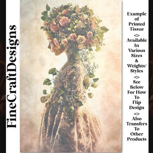 Floral Fairytale Child & Pink Roses AU4 Decoupage Tissue Paper