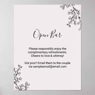 Floral Fairytale Wedding Open Bar Poster