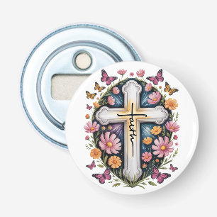 Floral Faith Cross  Bottle Opener